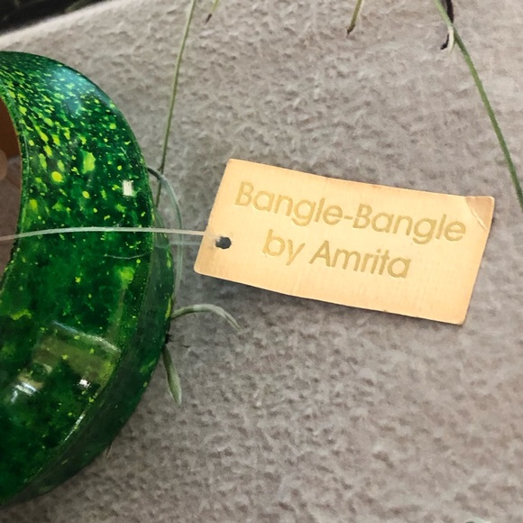 AMRITA SINGH Mottled Painted Light Wood Bangle NWT - Picture 4 of 6